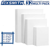 FIXSMITH Painting Canvas Panels Multi Pack- 5x7,8x10,9x12,11x14 (8 of Each),Set of 32,100% Cotton,Primed White Canvases,for Acrylic,Oil,Other Wet or Dry Art Media,Art Gift for Kids,Adults,Beginners.