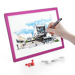 Rechargeable A4 Wireless LED Light Pad, Brightness Dimmable Ultra-Thin Tracing Light Box Powered by Lithium Battery for Weeding Vinyl, Sketching, Animation, Aritist Drawing, Diamond Painting (Pink)