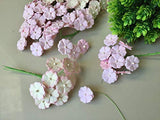 100 Pcs Blossom Mini Flower Mulberry Paper Flowers 20mm Scrapbooking Wedding Dollhouse Supplies Card Embellishments White-Pink