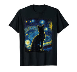 Van Gogh Cat, Starry Night Cat for Cat Lover Cat Mom Cat Dad T-Shirt