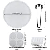 Large Tray Resin Molds, 19.2 Inch Rond x 2.32 Inch Deep Silicone Board Molds with 3 Pcs Table Legs, Coaster Molds, Holder Molds Epoxy Resin Casting for Large Tray/Table/Clock/Resin Arts