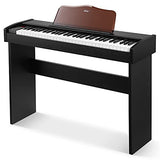 Eastar Digital Piano, 61 Key Full Size Keyboard Piano for Beginners, Classic Wooden Piano Keyboard with Sustain Pedal, Adapter & Music Stand, Supports MP3/USB MIDI/Audio/Microphone/Headphones, Black