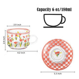 Koythin Cute Coffee Mug with Saucer Set, Creative Transparent Novel Cup Unique Design for Office and Home, Dishwasher and Microwave Safe, 6 oz/180 ml for Latte Tea Milk (Pink Butterfly)