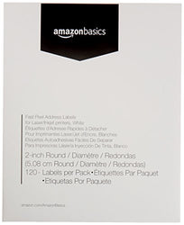 AmazonBasics Fast Peel Address Labels for Laser/Inkjet Printers, White, 2" Round, 120 Labels