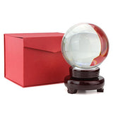 hblife Clear Crystal Ball 4 Inch (100mm) Including Wooden Stand and Gift Package for Family