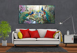 5 Peacock Painting In The Forest 3D Hand-painted Artwork Canvas Painting Wall Art Oil Painting Animal Painting Chinese Style Classical for Home Living Room Bedroom Decoration 24x48 Inch Unframe