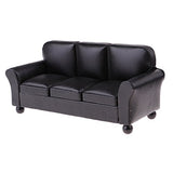 1/12 Dollhouse Furniture Leather Sofa Couch Chair Miniature Model Sitting Room Accessories Decoration Black