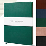 Ruled Notebook - British A4 Journal by Beechmore Books | XL 8.5" x 11.5" Hardcover Vegan Leather, Thick 120gsm Cream Lined Paper | Gift Box | Dartmouth Green