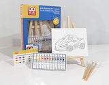 OAT ART STUDIO Kids Art Painting Set with Wood Easel, 12 Color Acrylic Paints, 5 Paint Brushes, Palette, for Creative Children Ages (Vehicles)