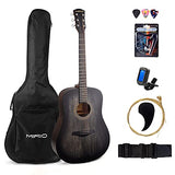 MIRIO 41 Inches Acoustic Guitar, Folk Full Size Dreadnought Acustica Guitarra Bundle Kit for Beginner Adult, Full Size 41 Inch Guitar with Bag Tuner String Picks(Matte Black)