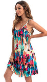 Summer Dresses for Women Casual Tank Sundress Beach Floral Spaghetti Straps Pocket Loose Cover Ups(COLRD,L)