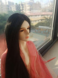 BJD Doll Wig 9-10inch(21-24cm): 1/3 BJD SD, Fur Wig Dollfie / Black Extra Long Straight Hair