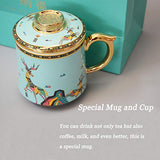 Porcelain Tea Infuser Mug - Chinese Jingdezhen Ceramics Coffee Mug Tea cup Loose Leaf Tea Brewing System for Home Office