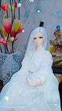 BJD Doll Wig 9-10inch(21-24cm): 1/3 BJD SD, Fur Wig Dollfie / White Extra Long Straight Hair
