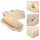 6 Pcs 12 Inch 6 Inch Mix Size Halloween Wood Coffin Box Pine Fillable Hinged Box Unfinished Wooden Coffin Ring Box for Halloween Party Favor Small Pet Burials Casket Goth Decoration