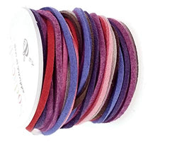 9 Meter (29ft) Multi Color Faux Suede Leather Lace Cord Assortment Pack- Vegan Friendly- 1m Each