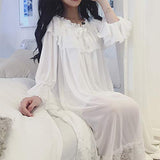 YOMORIO Womens Vintage Lace Pajamas Lolita Lingerie White Gothic Sleepwear