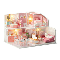 F&S Dollhouse Miniature with Tiny Furniture | DIY Mini Dollhouse Kit with LED & Dust Proof Cover | 1:24 Scale | Amazing Birthday or Christmas Day Gift