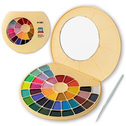 Arteza Iridescent Watercolor Paint Set, 12 Metallic Pearl Colors Half-Pans, Brush Included, Reusable Glitter Paint, Non-Toxic, Art Supplies for