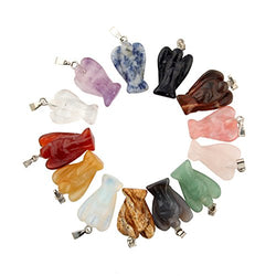 15pcs Assorted Guardian Angel Handmade Carved Gemstone Stone Chakra Crystal Healing Chams Pendant