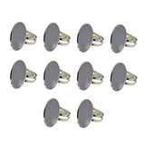 Baosity 10 Pieces Adjustable Rings Blank Base Settings Oval Cabochon Bezel Settings Tray for DIY