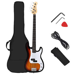 Costzon Full Size Electric 4 String Bass Guitar for Beginner Complete Kit, Rose Fingerboard and Bridge, w/Two Pickups & Two Tone Control, Guitar Bag, Strap, Guitar Pick, Amp Cord (Yellow)
