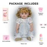 Lifelike Reborn Baby Dolls Girl, 18 Inch Realistic Baby Doll Silicone Full Body with Blonde Hair, Baby Toddler with Doll Accessories for Kids Age 3+