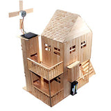 Pica Toys 3D Wooden House with Solar Windmill and Electric Light | Physical Circuit Education Building Model - Pure Real Wood Science Stem Kit | DIY Creative Experiment