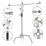 EMART Photography C Stand with Boom Arm, 10ft/300cm Adjustable Heavy Duty Light Cstand with 4.2ft/128cm Holding Arm, 2 Pieces Grip Head for Video Reflector, Moonlight, Softbox
