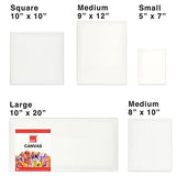COLOUR BLOCK 5pc Canvases for Painting, 5x7, 8x10, 10x10, 9x12, 10x20 Inches Multipack, Variety Pack, Canvas Panels, Drawing Oil Watercolor Acrylic Pouring, Artist Adult Kid Professional Art Supplies