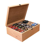 Game Card Storage Case | Suitable for Magic The Gathering, Yugioh, Pokemon, and Other TCG | Includes 16 Dividers | Fits up to 1500 Sleeved Cards (Antique Brass, Maple)