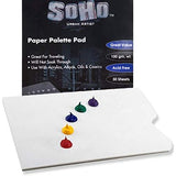 SoHo Urban Artist Paint Paper Palette Pad Specially Coated White Heavy Duty Disposable Palette Paper [30 Sheets]- Size 9x12"