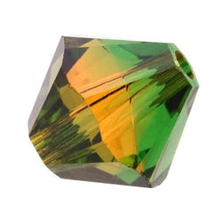 Swarovski Crystal, 5328 Bicone Beads 4mm, 24 Pieces, Fern Green - Topaz Blend