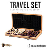 Chess Armory Premium Checkers and Chess Set - Wooden Board Game with a Portable Wood Case and Secure Storage for Pieces, Set for Kids and Adults (Beech Wood)