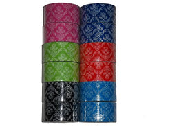 12 Roll Variety of Damask Decorative Tapes, Six Assorted Colors, All Rolls Are 1.88" X 32.8 Yards