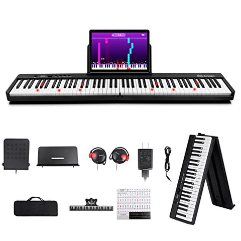 COSSAIN Piano Keyboard 61 Keys, Folding Digital Piano with Light
