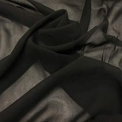 Silk Georgette Chiffon Fabric Solid FWD (Black)