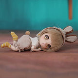 1/12 BJD Doll Fashion Handmade SD Dolls 13cm Movable Ball Jointed Doll with Rabbit Ear Hat + Clothing + Wig + Socks, Gift Collection Decoration
