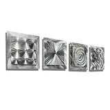 Statements2000 Mesmerizing Sleek Silver Contemporary Hand-Made Metallic Wall Accent with Abstract Multi-Design Etchings - Set of Four Home Decor, Modern Metal Wall Art - 4 Squares by Jon Allen