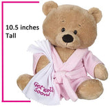 Ganz 10.5 Get Well Teddy Bear with Pink Robe Plush and Deluxe Fleece Blanket from Northeast Fleece (Pink Robe Bear with Blanket)