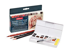 Derwent Shade & Tone Mixed Media Set, 16 Piece Set, Natural Paint Colours with Inktense, Graphitint, Pencils & Tinted Charcoal, Professional Quality (2305903), One Size