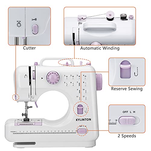 Kylinton® Sewing Machine for Beginners Mini Sewing Machine for Kids,  Electric Small Sewing Machine with Extension table and Foot Pedal, 12  Stitches, High-Low Sp…