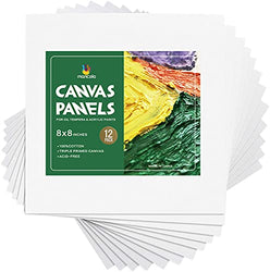 Mancola Artist Painting Canvas Panels - 8x8 Inch / 12 Pack - Triple Primed Cotton Canvas Boards for Oil & Acrylic Painting MA-18812