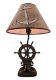 Set of 2 Nautical Ship`s Wheel Table Lamps 19 Inch