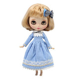 MagiDeal Light Blue Skirt Dress Hairclip Clothing for 1/6 Fashion Doll Neo Blythe Azone Licca Dolls Accessories