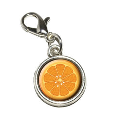 Graphics and More Orange Slice Fruit Antiqued Bracelet Pendant Zipper Pull Charm with Lobster Clasp