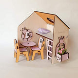 Wooden miniature Doll house for kids room, personalized gift for girl - scale 1:12