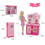 QHLPQH Kitchen Set for Kids Pink Dollhouse Kitchen Girls Mini Kitchen Playset with Sound and Light Oven Microwave Refrigerator Toy Doll House Asseccories and Furniture Chef Role Play