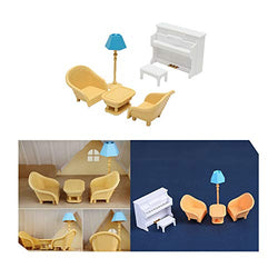 Acxico 6PCS Set Sofa Table Miniature Doll House Furniture Living Room Kids Play Dollhouse Accessories