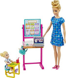 Barbie Teacher Doll (Blonde),Toddler Doll (Brunette), Flip Board, Laptop, Backpack, Toddler Desk, Pet Turtle, Great Gift for Ages 3 Years Old & Up
